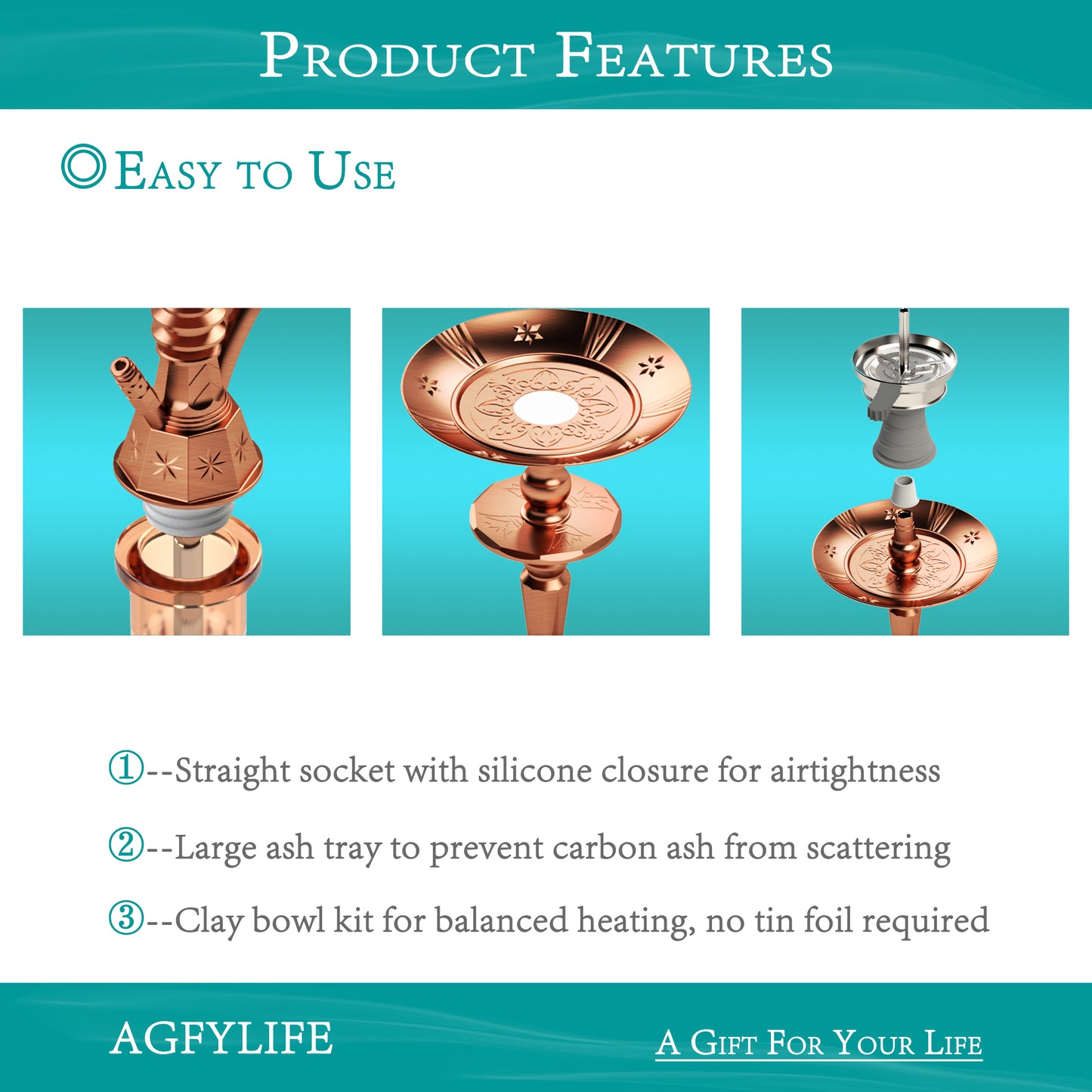 AGFYLIFE® Hookah Set 25" Egyptian Style Hookah Complete Set