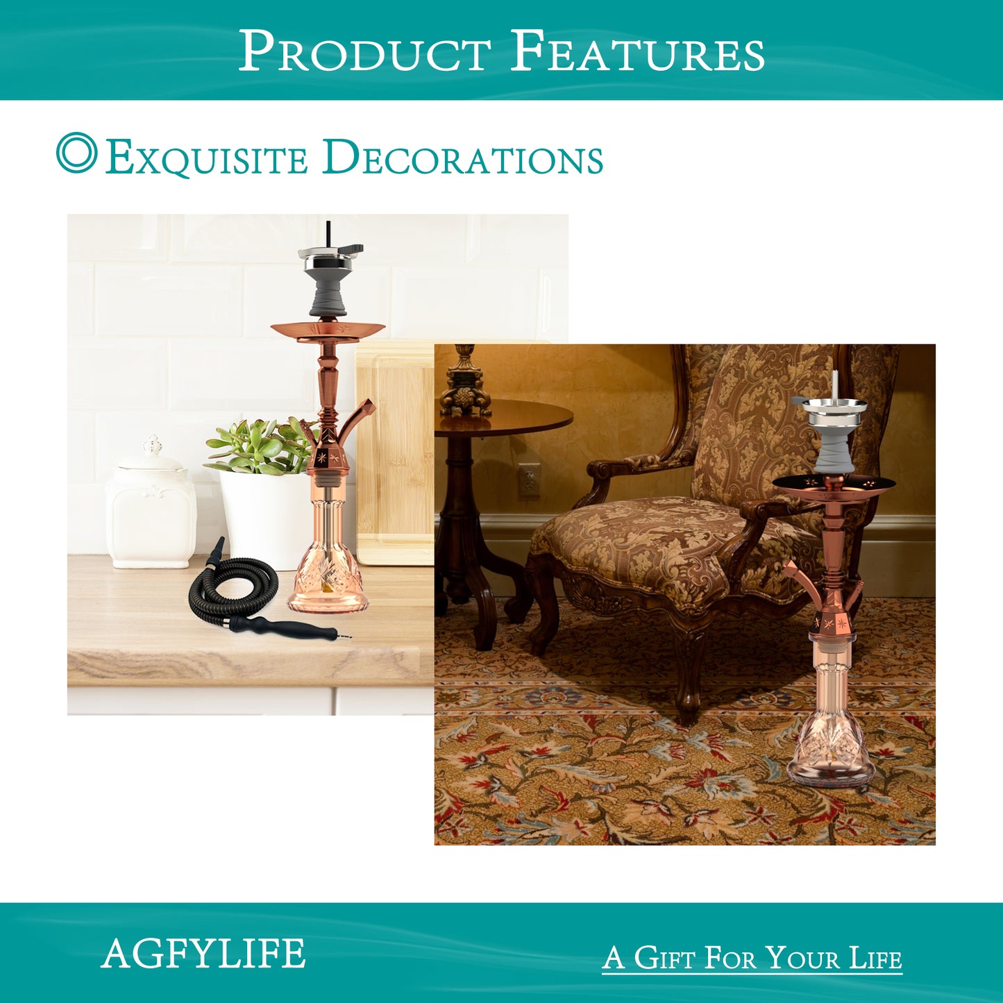 AGFYLIFE® Hookah Set 25" Egyptian Style Hookah Complete Set