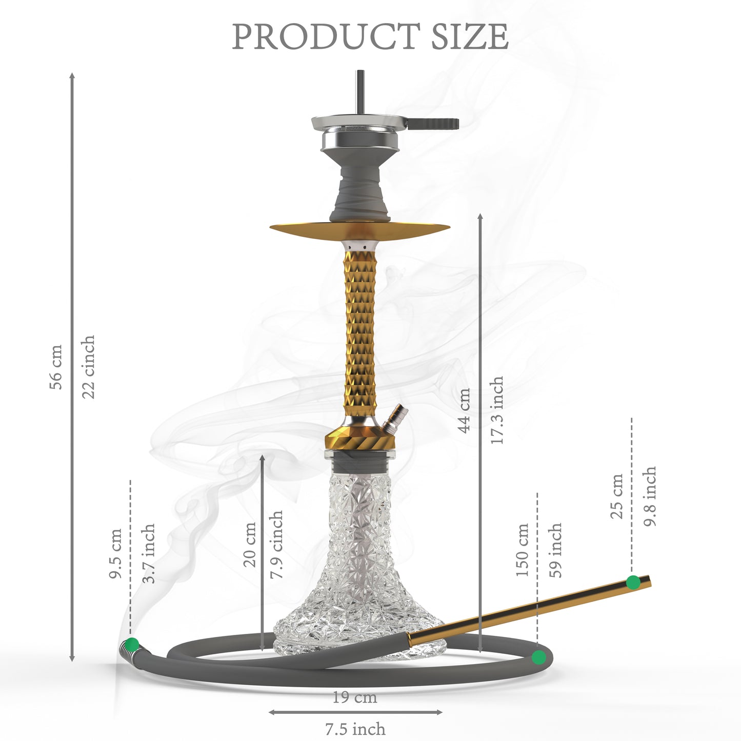 AGFYLIFE® Hookah Set with Everything - 22" Aluminum Glass Premium Shisha Hookah Complete Set